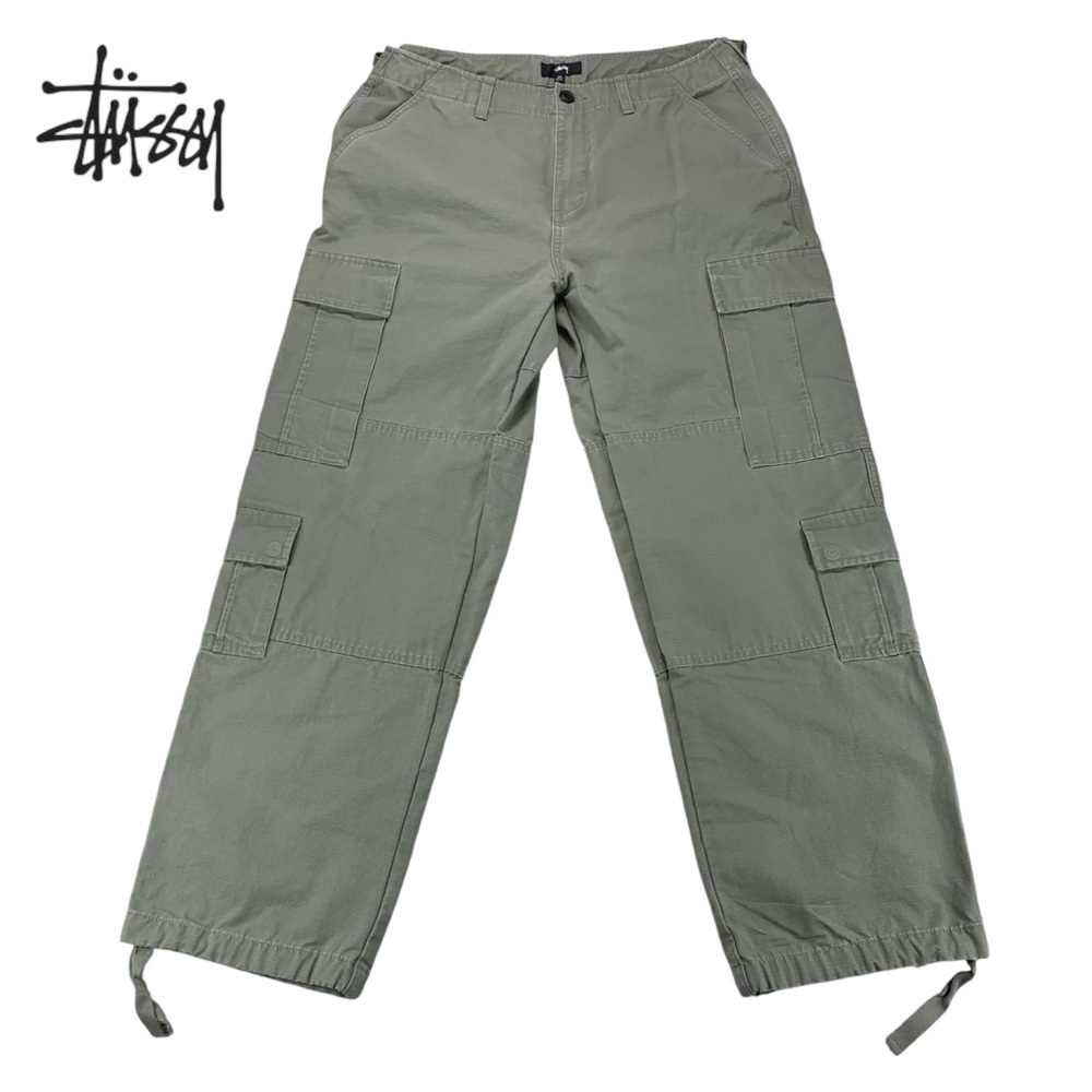 Stüssy Men’s Size 32 Cargo Pants Olive Green Ripstop Utility Military Style NWOT